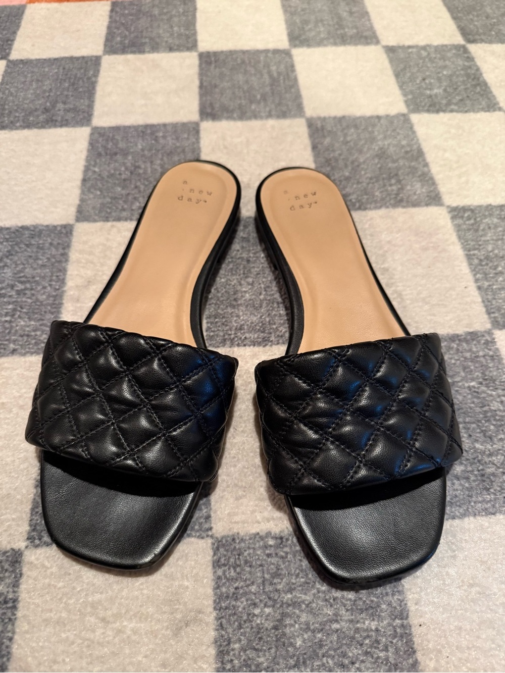 A New Day Quilted Slide Sandals in Black -9
